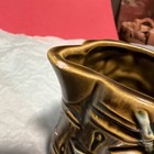 Vintage Ceramic Floral Pitcher Glazed Brown Green White Yellow Round — photo 4