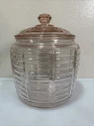 Pink Depression Paneled And Rib Cookie Biscuit Jar by Anchor Hocking 1930's