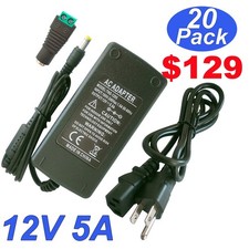 AC 110V To DC 12V Transformer - 12V 5 Amp Power Supply, 5A LED Light Adapter 60W