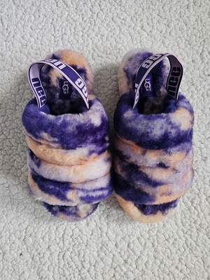 UGG Purple and Peach Plush Slippers Size 6