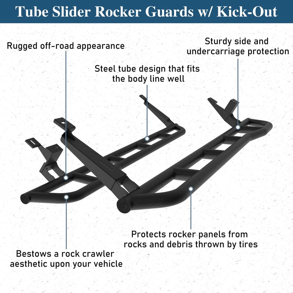 Hooke Road Tube Slider Rocker Guard w/Kick-Out Fit Porsche Cayenne 955/957 03-10 - Image 3 of 4