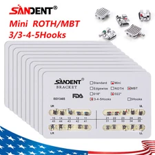 10 Pack Dental Orthodontic Bracket Braces Mini Roth/MBT 022 Slot 3/345Hook Metal