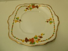 ROYAL ALBERT CROWN CHINA RUSSETT GILT CAKE PLATE BONE CHINA PORCELAIN