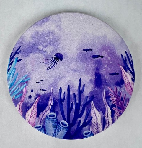 Piedra Absorbente Vibrante Mar Océano Vida Costera Tema 6 Posavasos Base de Corcho - Imagen 5 de 10