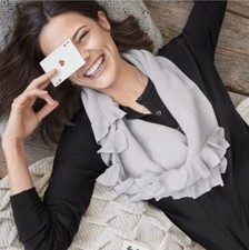 CAbi New NWT 5655 Cuddle Scarf gray Infiniti ruffle cotton Was 69