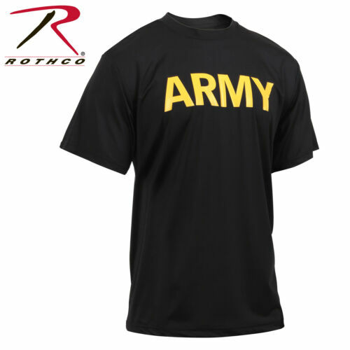 Black Moisture Wicking US ARMY PT Training Workout APFU T-Shirt 4602 - Picture 1 of 6