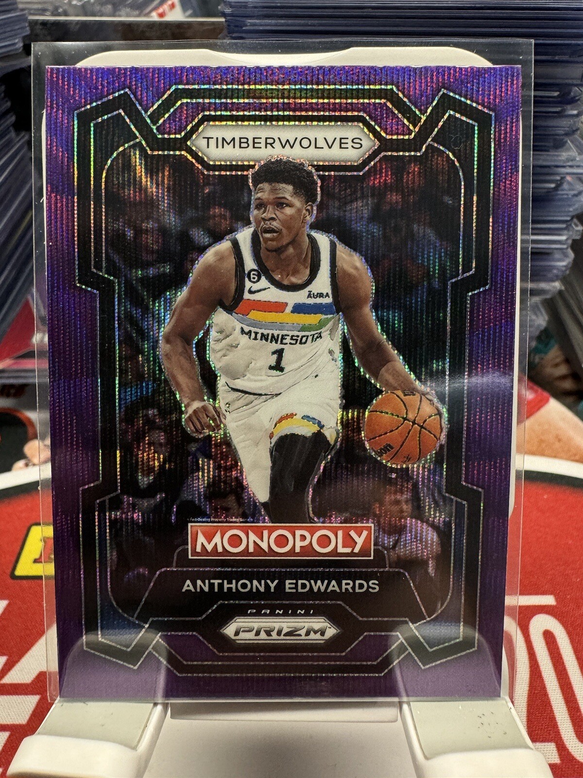 Anthony Edwards 2023-24 Panini Prizm Monopoly #52 Purple Wave T Wolves