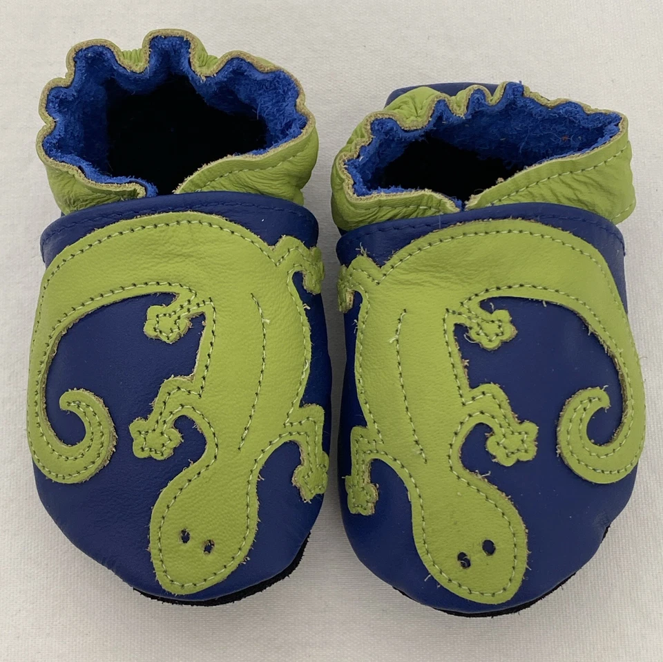ZAPATOS DE BEBÉ ROBEEZ AZULES 0-6 Mos salamandra lagarto muy lindos ¡nuevo en caja! Foto 2 de 4