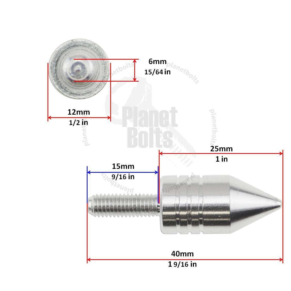 Chrome 10x Windscreen Spike Bolt Kit CBR Mount M6 x 1.25p Wellnut