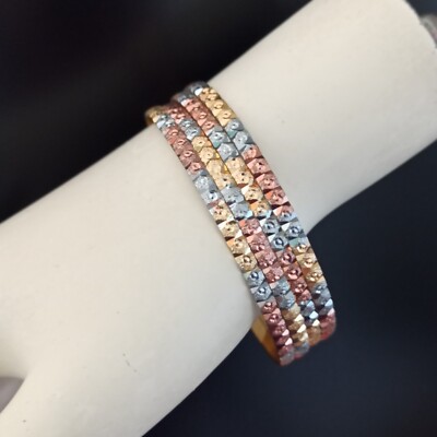 Bangle Lot Tricolor Gold Tone 4 Bracelets Stackable Textured