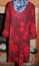 1XL NWT Reborn Burgundy Floral Empire Waist Tunic Dress