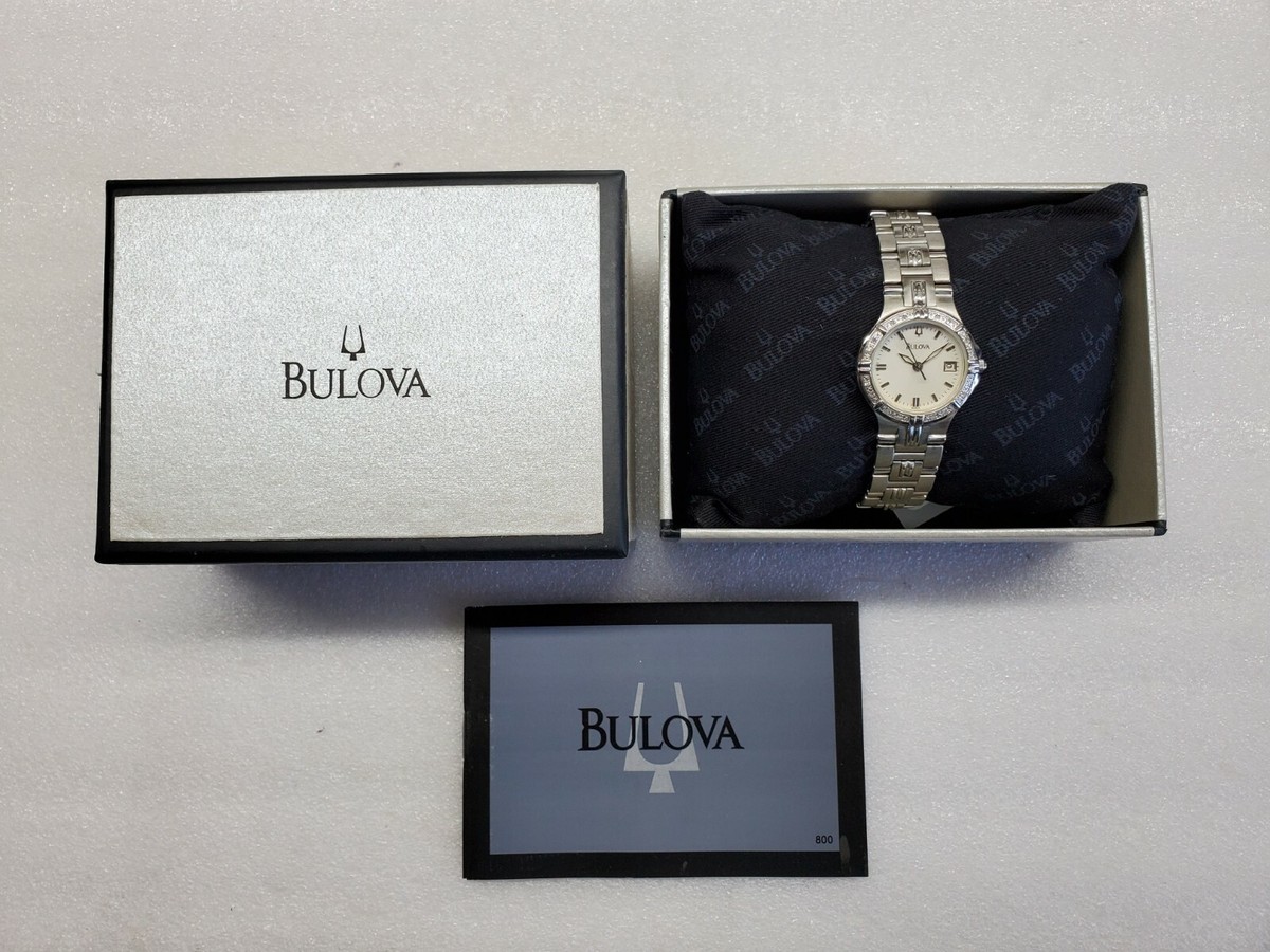 Bulova ladies silver tone diamond dress 96R04 watch NEW BATTERY NEW Bulova Women main image 2