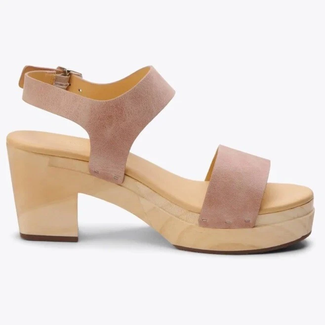 Zuecos NISOLO Anthropologie talla 10 todo el día punta abierta cuero natural madera $170 Foto 2 de 4