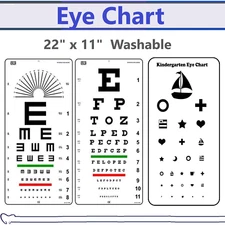 TECH-MED Snellen Eye Chart Test, 20 ft Non-Reflective Matte, 22" x 11", 20 ft