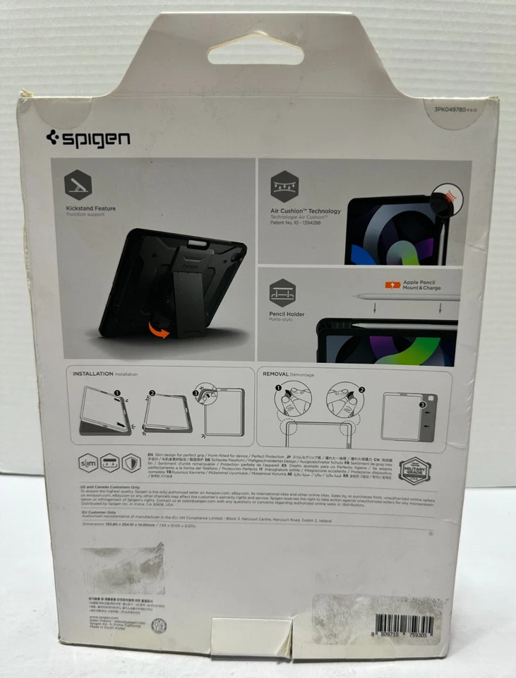 Spigen Tough Armor Pro Gunmetal Case iPad Air 11"/10.9" 2020-25 Kickstand Cover - Image 3 of 4