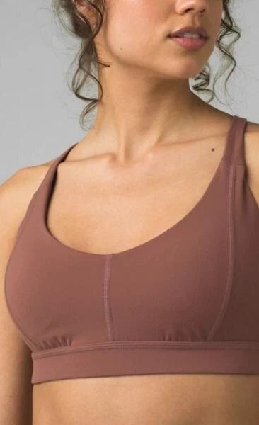 PrAna Momento Sports Bra Yoga Womens XS Racerback Strappy UPF Flannel Rust