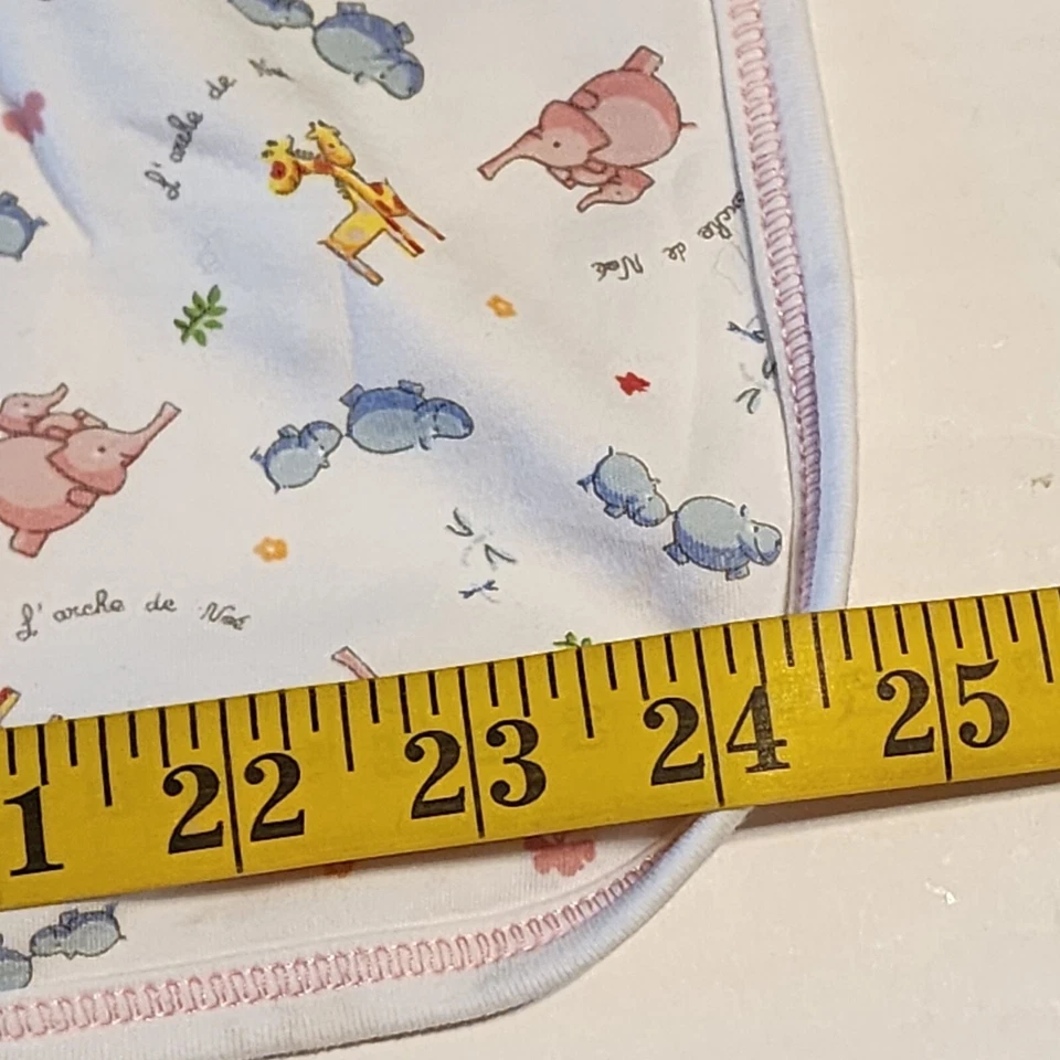 Manta bebé Kissy Kissy Arca de Noé blanca rosa jirafa elefante hipopótamo Foto 4 de 4