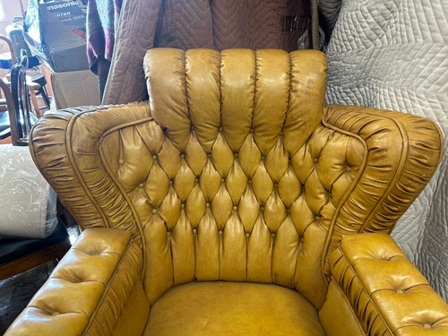 RARE Antique Chesterfield Tufted Platform Rocking Chair / Carved Furry Paw Feet - Picture 2 of 24