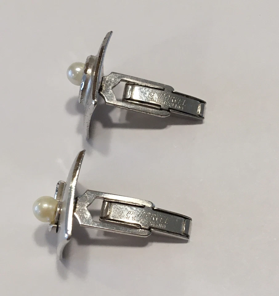 Gemelos vintage de plata de ley 925 de Marvel con perlas Foto 2 de 4