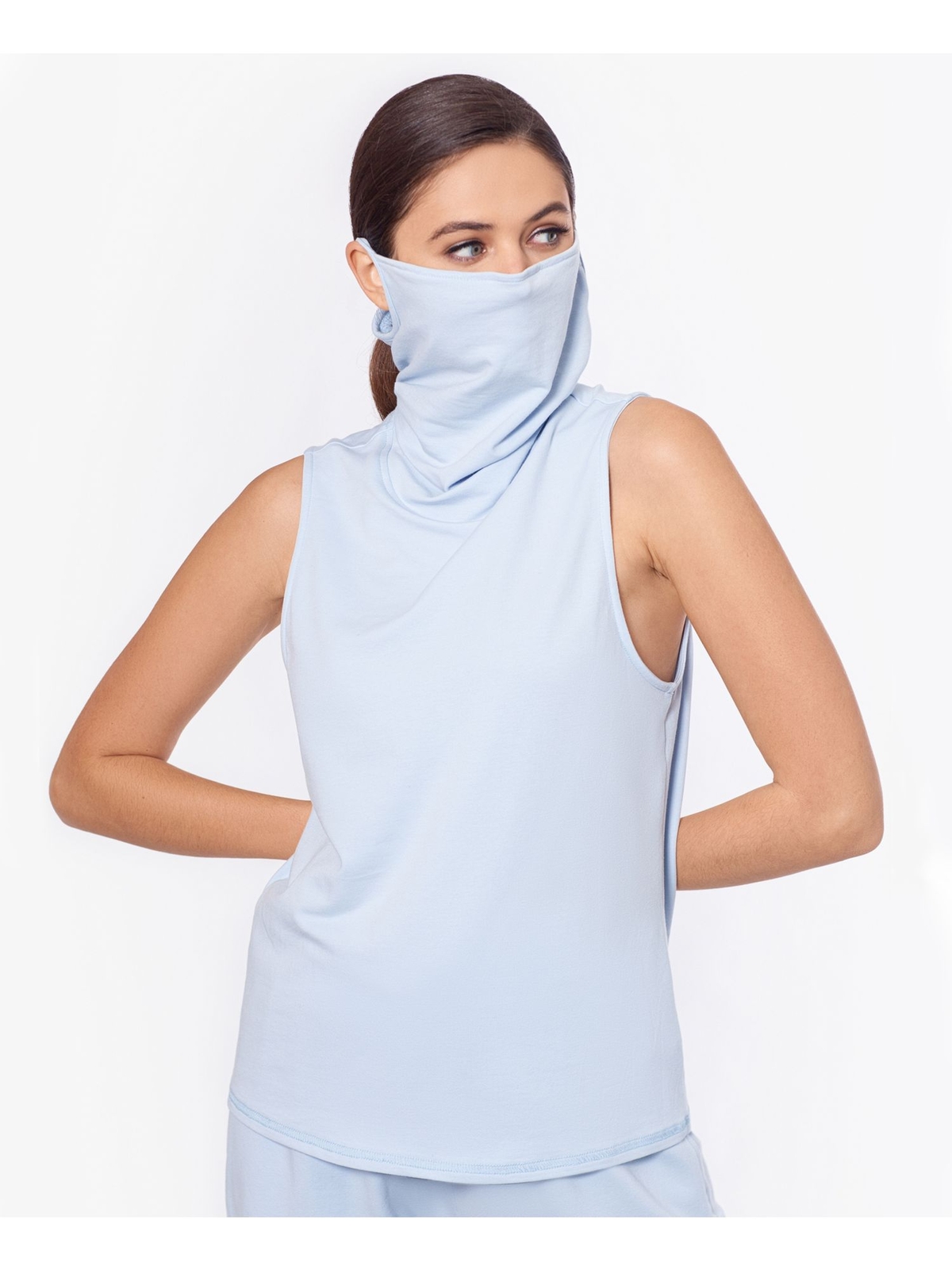 BAM BY BETSY & ADAM Womens Light Blue Cotton Blend Sleeveless Tank Top M