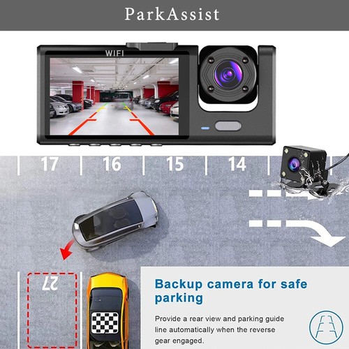 3 Channel WIFI Car DVR HD 1080P Inside Vehicle Dash Cam DVRs Recorder Camcorder - Picture 12 of 14