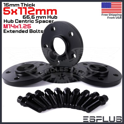 #ad 4 15mm Thick BMW G Body 5x112 C.B 66.6 Wheel Spacer Kit 14x1.25 Bolts Included $99.29
