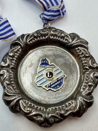 Lions Club Ashtray Style Ribbon Necklace Uruguay 1976 Vintage - Picture 3 of 9