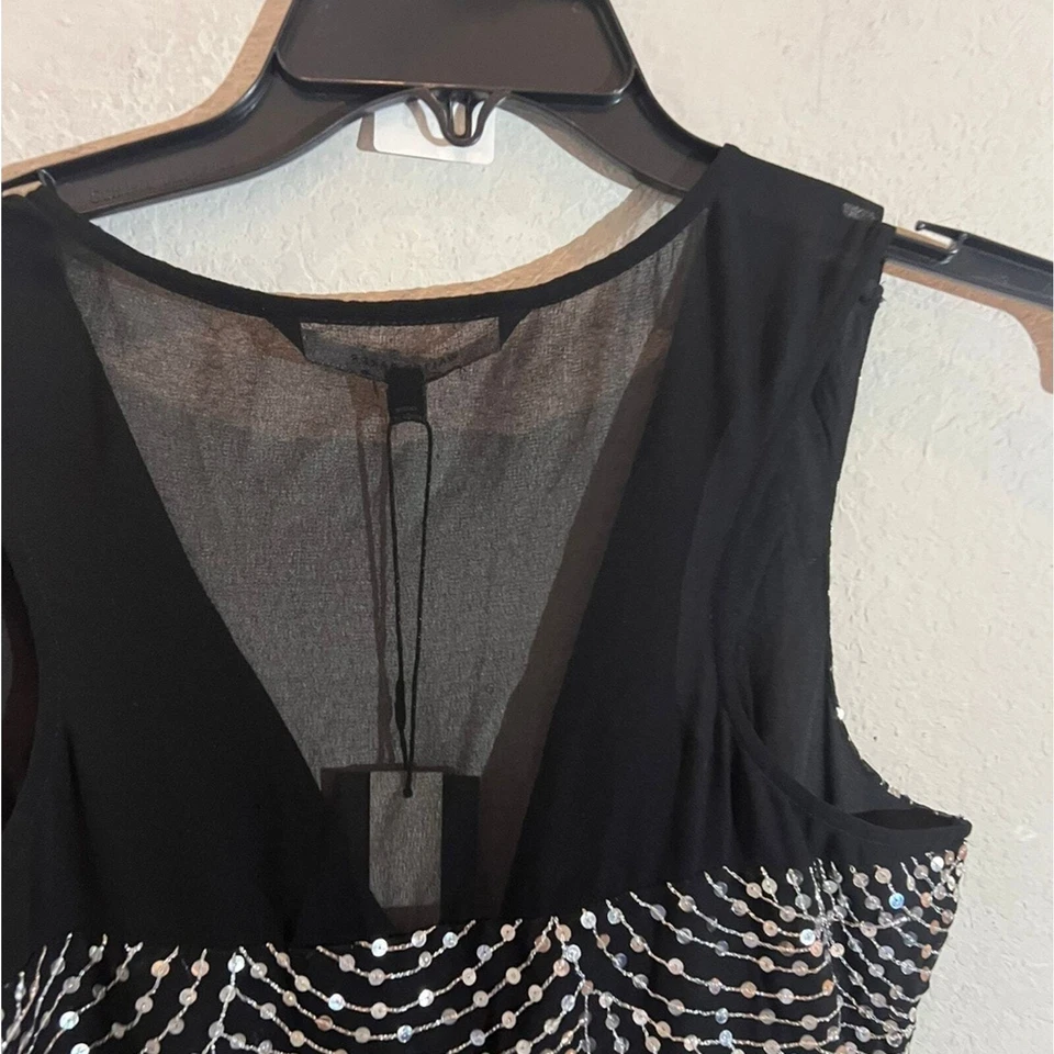 Walter Baker 夜出 Effy 亮片混合媒体派对黑色连衣裙 6 码全新带标签 — 第 3/4 张图片