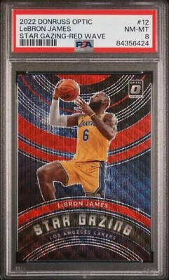 2022 Donruss Optic LeBron James Star Gazing Red Wave Prizm PSA 8