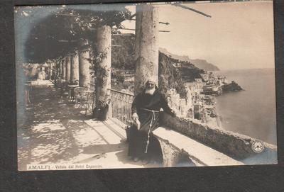 Italy early 1900's post card Amalfi Veduta dal Hotel Capuccini padre priest