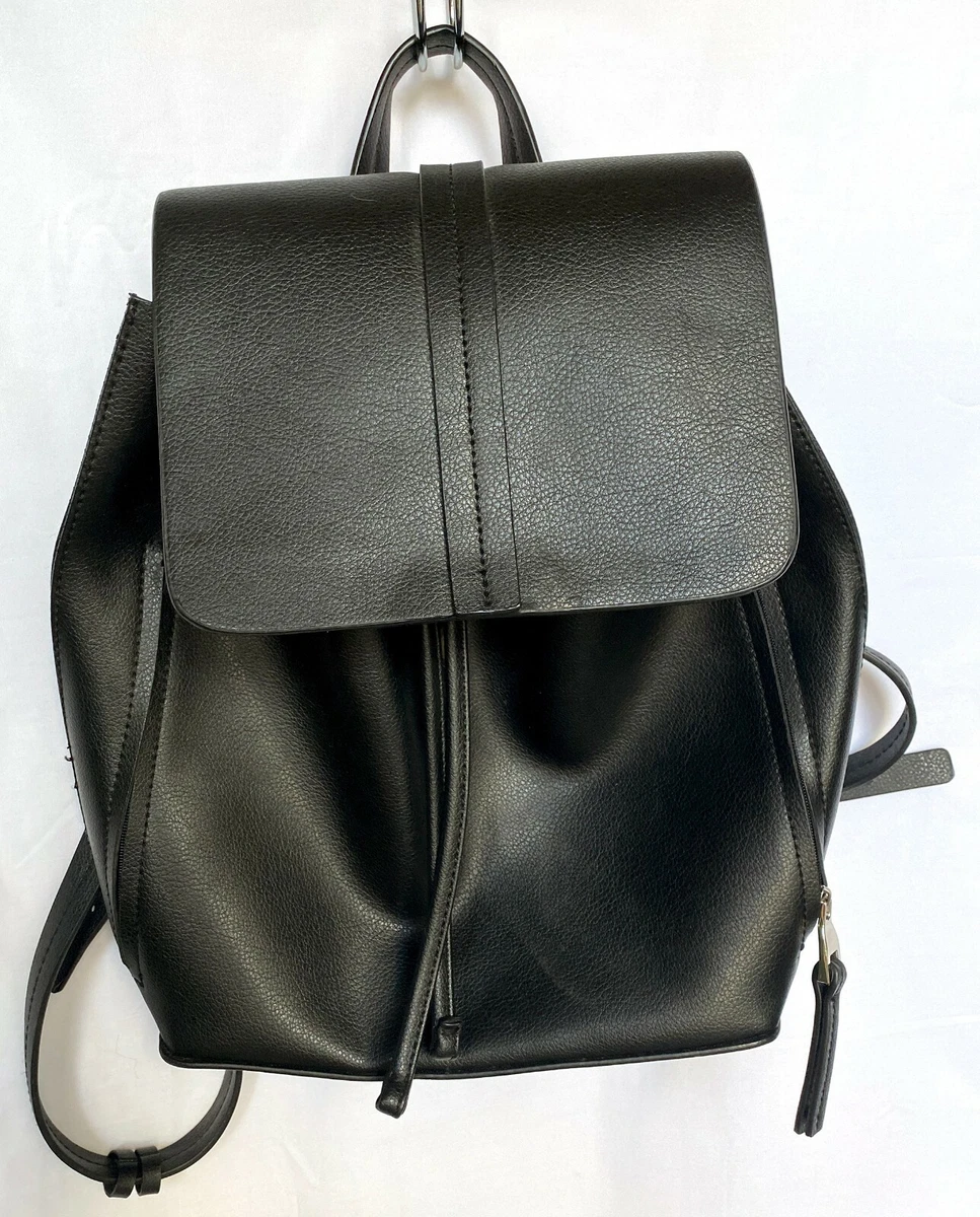 Zara Basic Collection black faux leather backpack purse