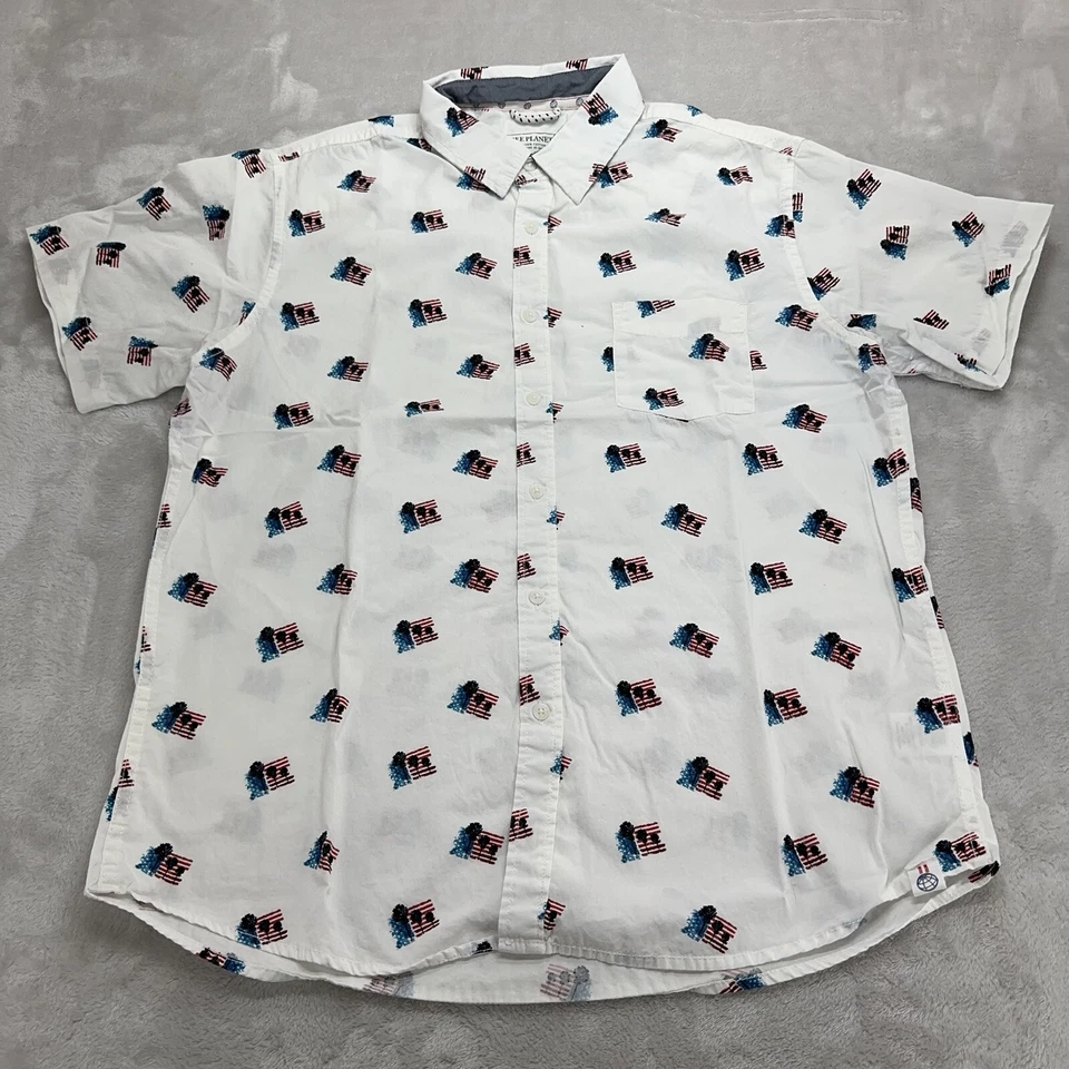 Camisa Free Planet Para Hombre Extra Grande XL Blanca Bandera Americana Gráfica Manga Corta Foto 2 de 4