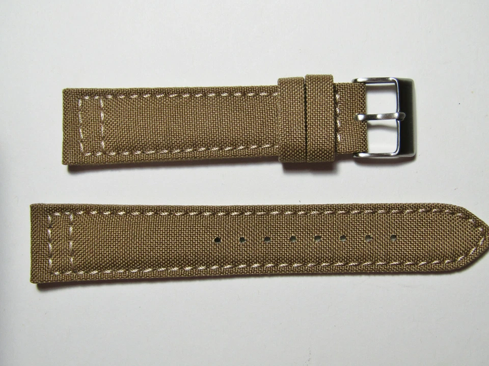 20mm Hadley-Roma MS850 Mens Sand Khaki Tan Cordura Canvas Watch Band Strap - Image 2 of 3