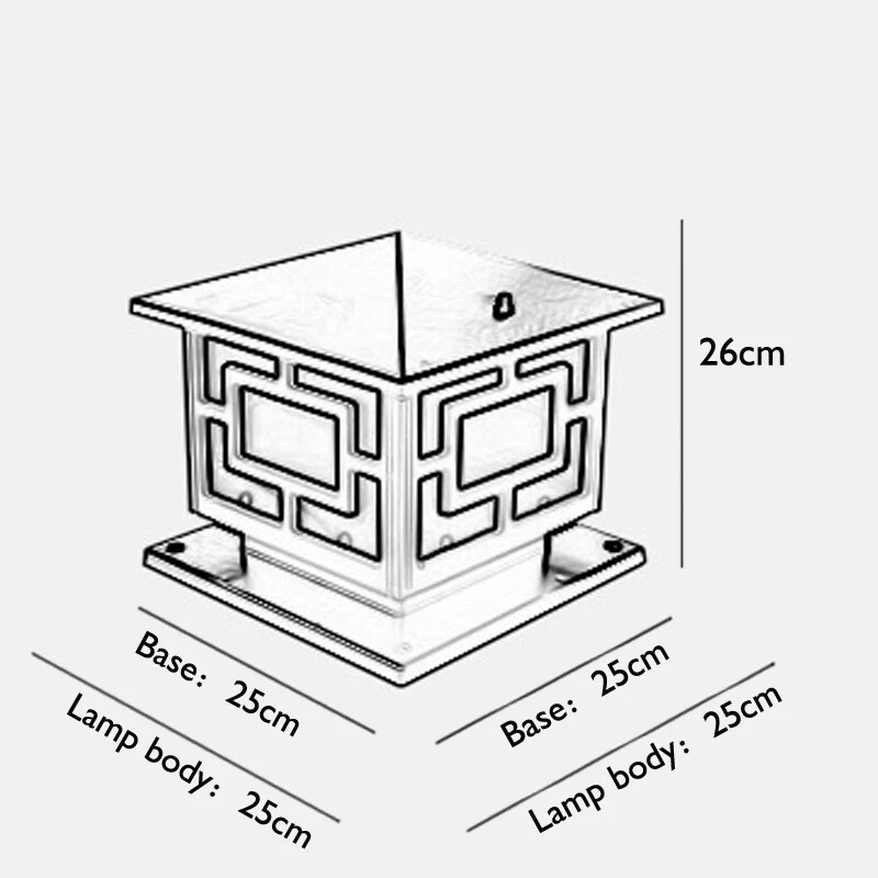 Outdoor Vintage Pillar Light Garden Glass Lighting Yard Gate Black Post Lamp - Image 2 of 4