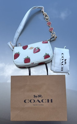 NWT Coach Nolita 19 Leather Shoulder Bag With Strawberry Print CAL25