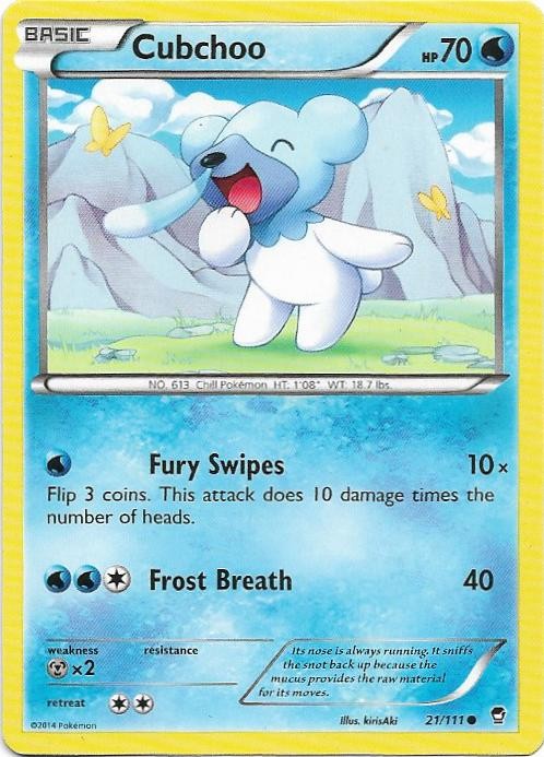 Cubchoo 21/111 Common Furious Fists Pokemon Near Mint