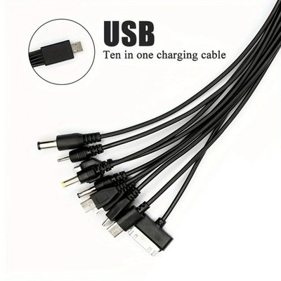 10-in-1 Multi-Function USB Charging Cable Universal Multi-Head Phone Charger New