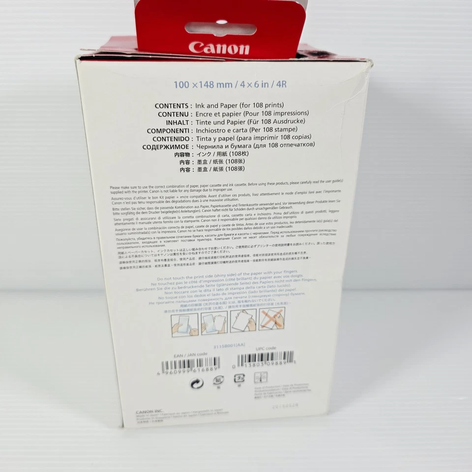 Juego de papel tinta color Canon Selphy CP 4x6 108 hojas KP-108 PULGADAS - NUEVO  Foto 4 de 4
