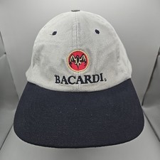Bacardi Bat Logo Embroidered Beige Black Adjustable Strapback Hat 100 Cotton