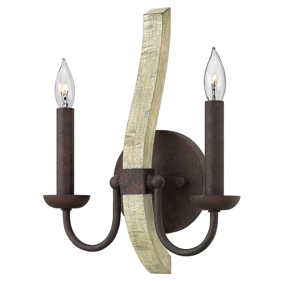 Rustikale Wandlampe in Braun 2x E14 Braun ESITEESH Wandleuchte Flur Wohnzimmer - Bild 1 von 1