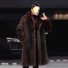New Mink Coat Men Lengthened Thicken  Mink Fur Coat Warm Jacket Winter Business
