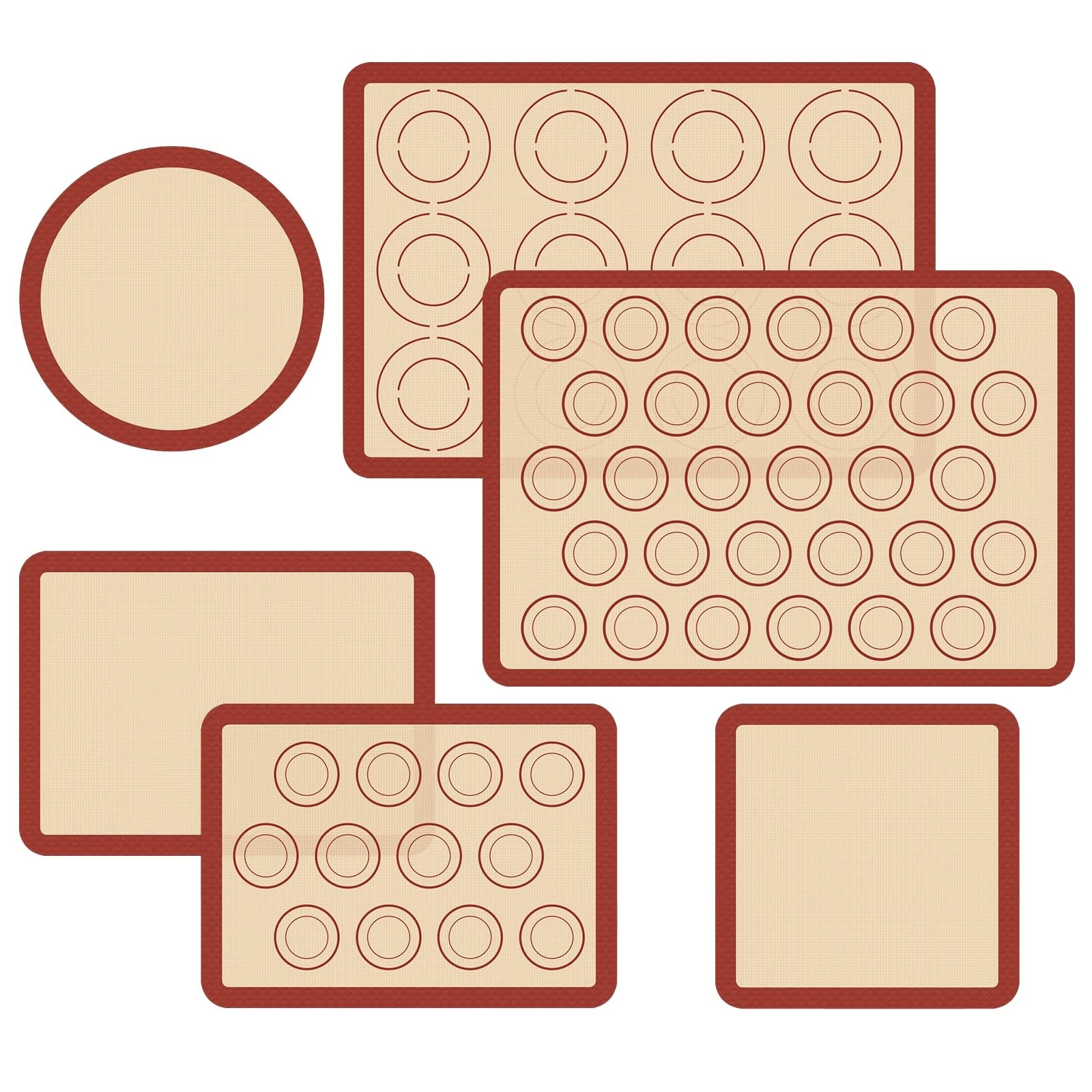 Silicone Baking Mat Set of 6, Macaron Silicone Baking Mat for Baking Sheets, ...