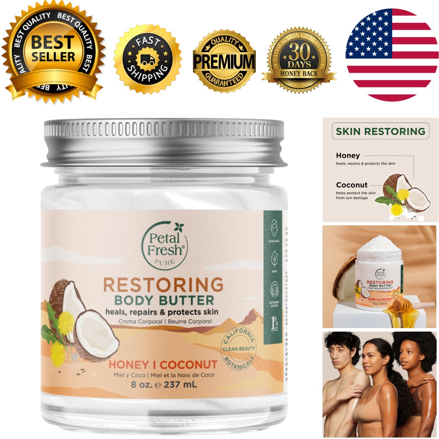 - Heals & Protects Skin With Honey & Coconut Oil 8oz