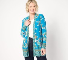 Susan Graver Women's Top Petite Sweater 3XP Printed Liquid Knit Green A544671