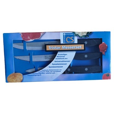 CS Kochsysteme Tristar Messerset 3-teilig Edelstahl Küchenmesser Schwarz