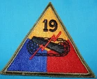 WW2 ERA 19th ARMORED DIVISION PATCH US MILITARY BADGE UNITED STATES WORLD WAR II