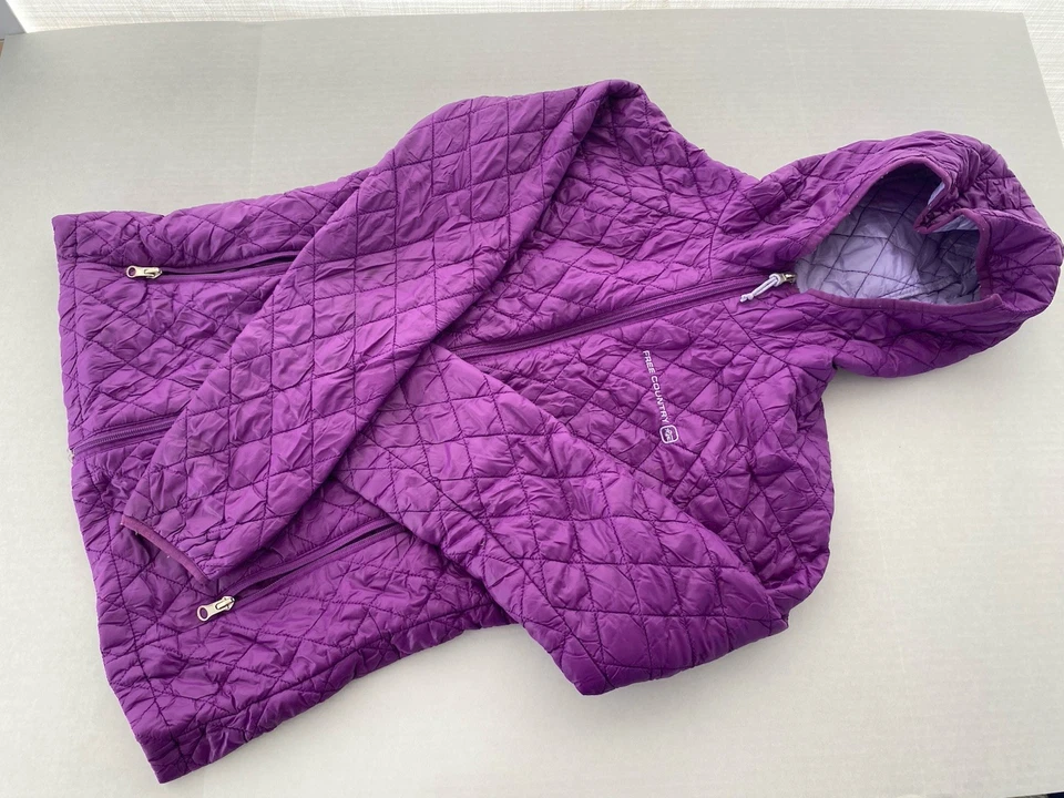 Free Country Women’s Quilted Hooded Jacket Purple Size Small Lightweight Zip - Image 4 of 4