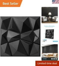 Versatile 3D Wall Panels: Matte Black Diamond Design for Home & Office Decor