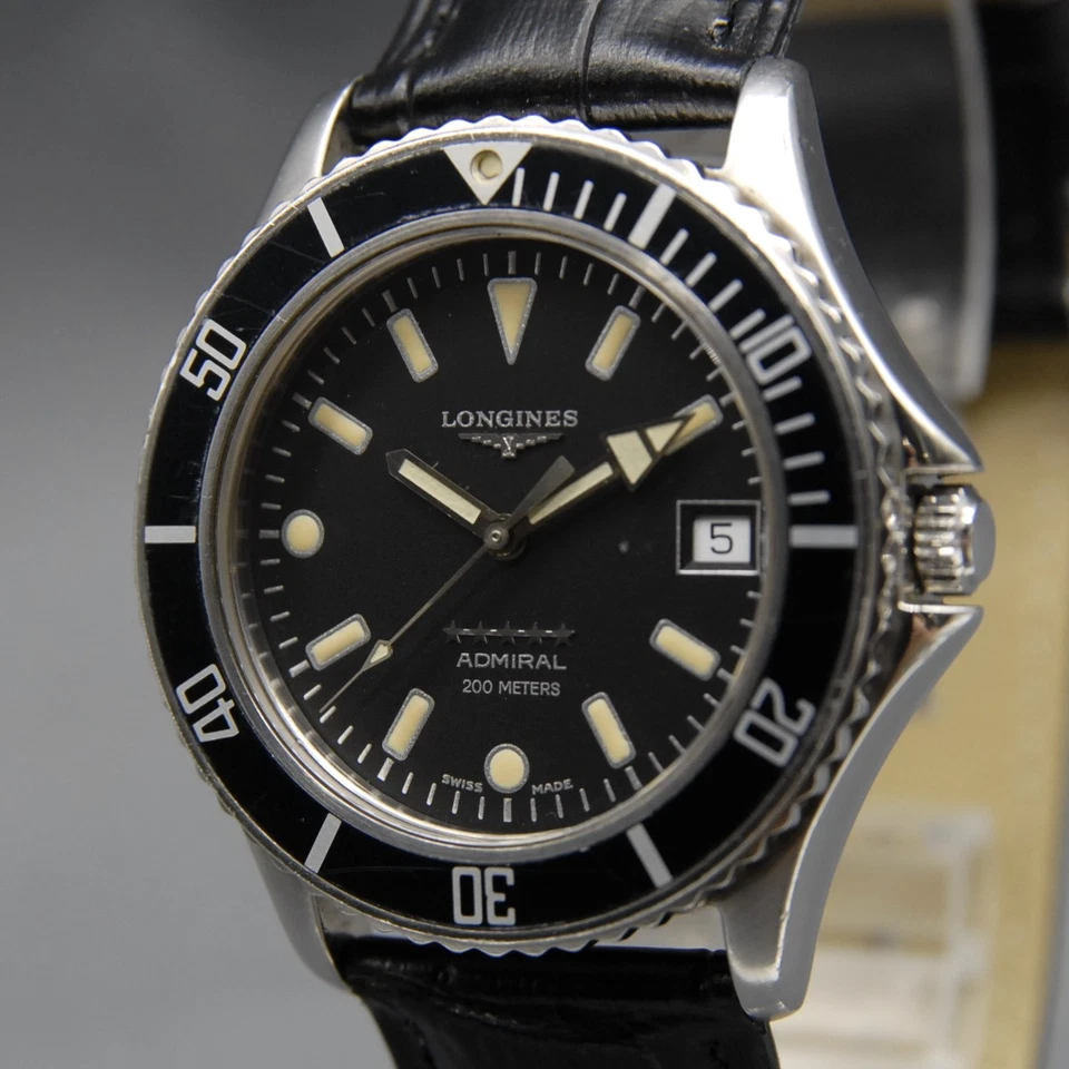 [EXC+5] LONGINES Admiral Five Star L633.5 38 mm quadrante nero data AT... - Immagine 4 di 4