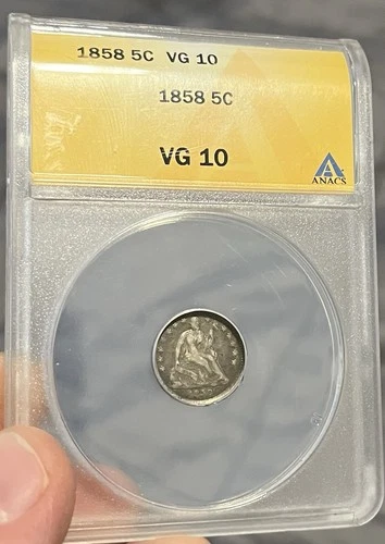 1858 Seated Liberty Half Dime ANACS VG 10 Silver Philadelphia Business Strike